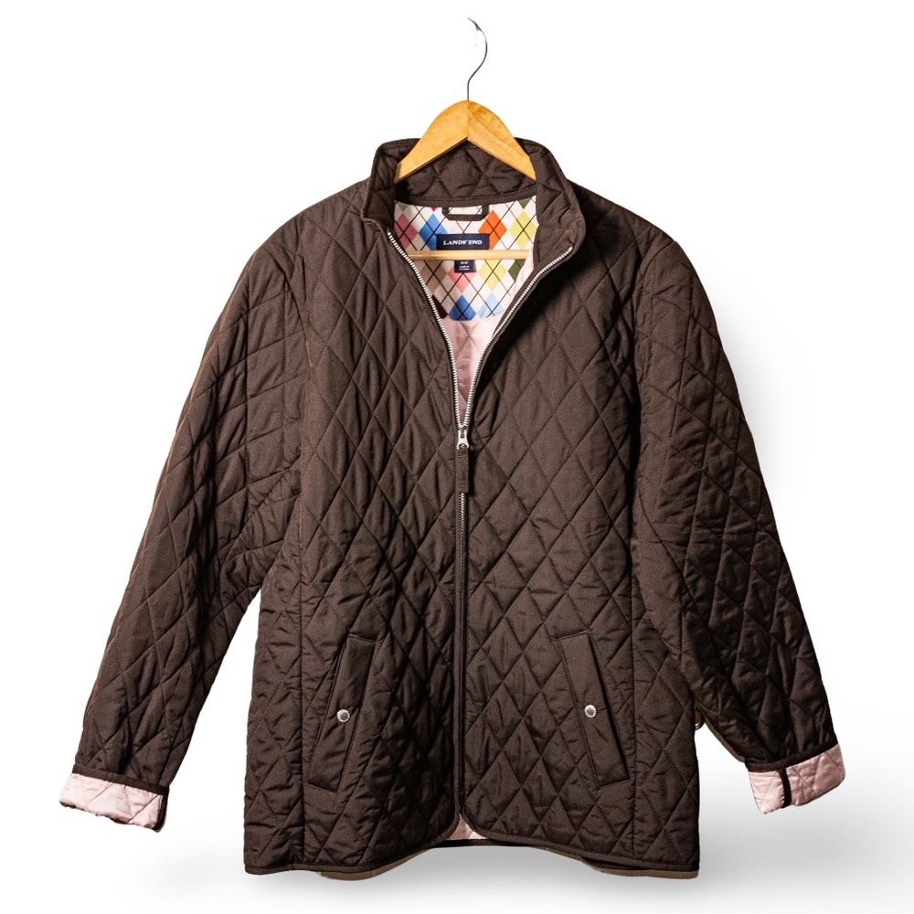 Vintage Land’s End Brown Quilted Jacket; Women’s Size Medium (10-12)